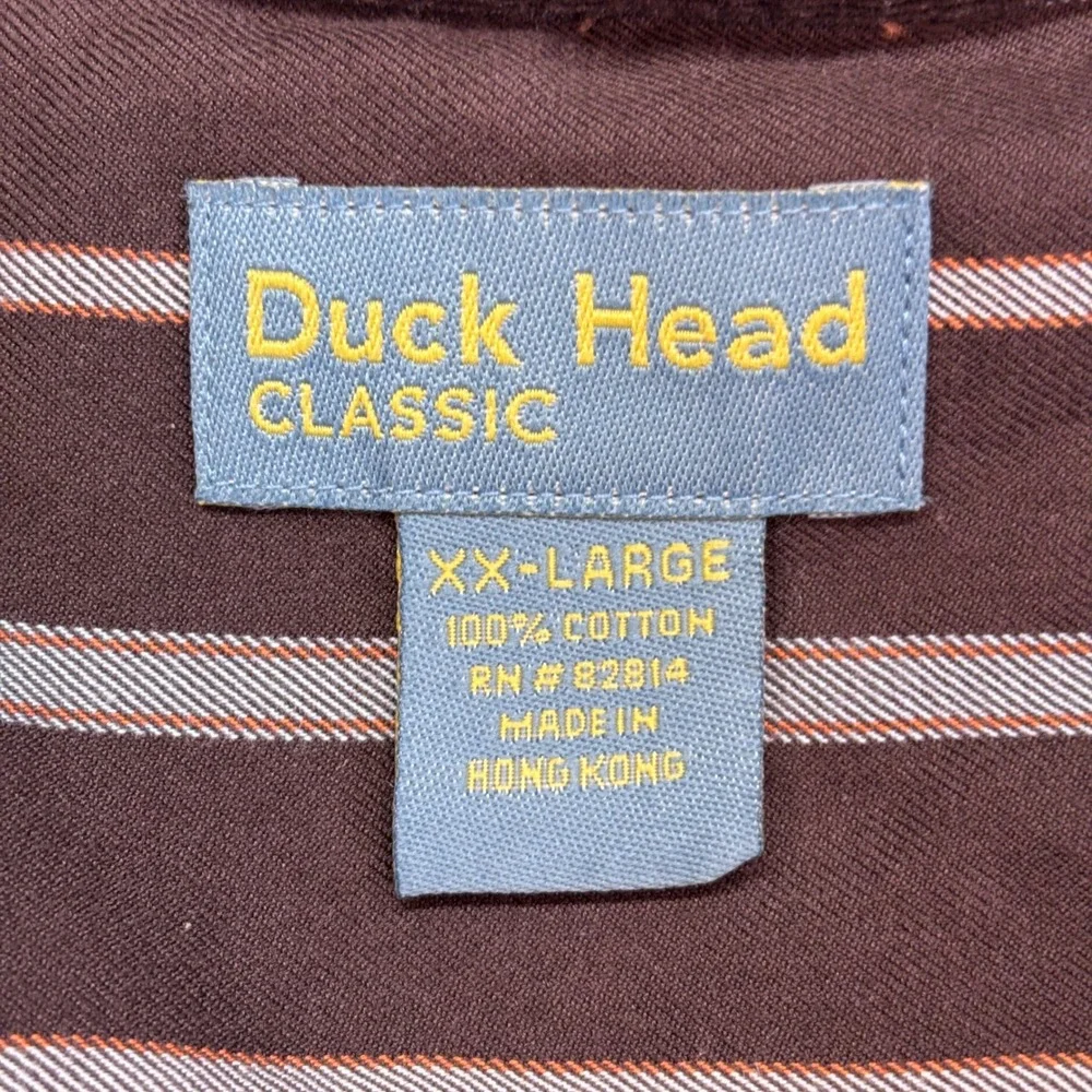 Duck Head Classic Mens‎ Long Sleeve Button Down Shirt Brown Stripe XX Large